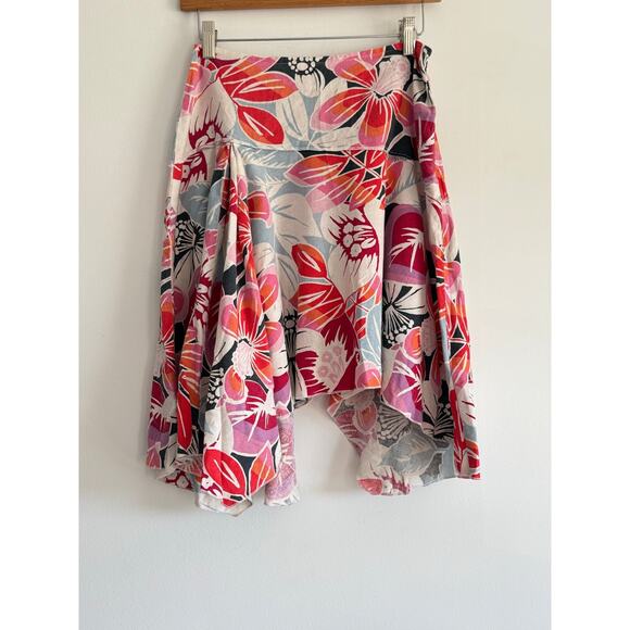 Vintage Roxy Assymetrical Hem Floral Linen Skirt Y2k Fairy Beach Boho SIZE 0 - Picture 1 of 7